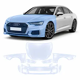 Антигравійна захисна бронеплівка за лекалами для Audi A6 C8 facelift 2023-2025 - передня частина авто (капот бампер крила))