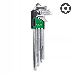 Г-образні ключі TORX TOPTUL T10-T50 9од. супердовгі з отвором GAAL0915