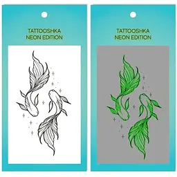 Тату тимчасове Рибки неонові Tattooshka L-72 Різнокольоровий shop (4825800010549)