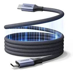 Дата кабель USB-C to USB-C 1.0m 240W 480Mbps braided black Ugreen (85973)