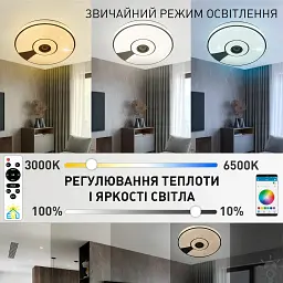 Смарт люстра музична керована світлодіодна SONG R RGB 80 Вт 480x75 мм Біла ESLLSE - мініатюра 3