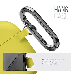 Силіконовий чохол для навушників Apple AirPods Pro 2 2022, Hang Case, жовтий, ультратонкий захисний кейс товщиною 2 мм, захист від подряпин, пилу та ударів, компактний, з карабіном для кріплення, ArmorStandart (ARM68593) - мініатюра 4