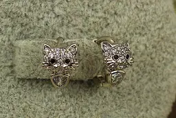 Сережки дитячі Xuping Jewelry кошенята з чорними вічками 10 мм сріблясті - мініатюра 2