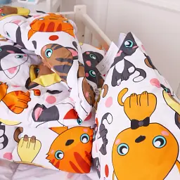 Набір дитячий MirSon зима Kids Time 20-0035 Colored kittens 110x140 см бавовна: ковдра з подушкою (2200009671197) - мініатюра 4