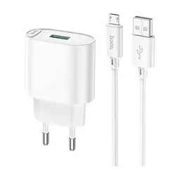 Зарядний пристрій HOCO C109A Fighter USB QC3.0 + cable Micro 5P White (6931474784827) - мініатюра 8