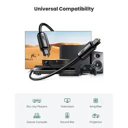 Кабель мультимедійний Optical Toslink 1.0m AV122 black Ugreen (70890) - мініатюра 2