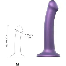 Насадка для страпону Strap-On-Me Mono Density Dildo Violet M, діам. 3.3 см - мініатюра 3