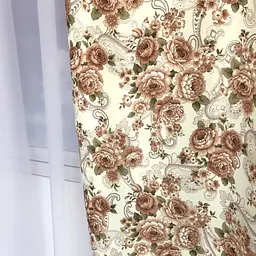 Атласні штори в стилі прованс з кавовими квітами 2шт 150х270 ALBO pbe0052960 - мініатюра 3