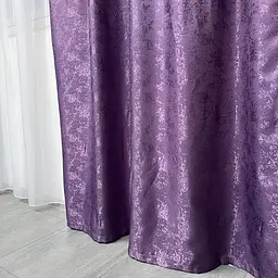 Жакардові штори фіолетового кольору 2шт. 150х270 з білим шифоновим тюлем 400х270, на тасьмі ALBO pbe0052678 - мініатюра 7