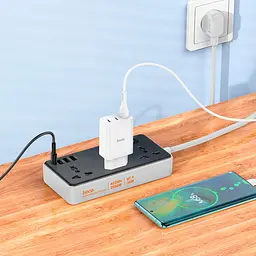 Мережевий продовжувач Hoco AC8A Storm (3 х розетки 3 х USB 1 х Type-C) 30W чорний - мініатюра 3