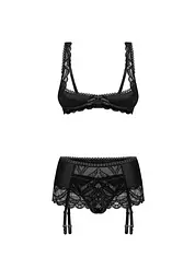 Комплект білизни Obsessive Lecille otwarty, L/XL (чорний)