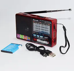 Радіоприймач з MP3 плеєром від флешки, Golon RX-2277, Червоний, з USB + Micro SD і акумулятором (ST) - мініатюра 2