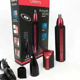 Тример для носа і вух, окантування бороди та вусів GEMEI GM-3001 2 в 1 акумуляторний тример з насадками