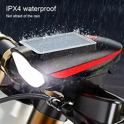 Велофара із сонячною панеллю та сигналом Bike Light 7599 Solar акумуляторний велоліхтар Li-Ion panel IPX4 USB-C - мініатюра 7