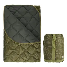 Ковдра тактична кемпінгова з чохлом Olive Topo 150 × 200 см KT7001014 з кнопками для використання під пончо