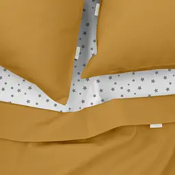 Комплект постільної білизни Cosas Curcuma CS5 Полуторний гірчичний (Ranfors16_Mustard_El-StarGrey_160) - мініатюра 3
