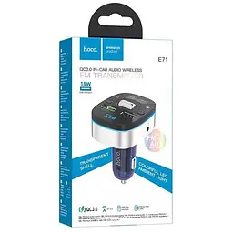Автомобільний FM модулятор (трансмітер) Hoco E71 Crystal 18 W 2 USB (391840013) - мініатюра 3