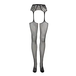 Панчохи з поясом Le Désir Fishnet and Lace Garterbelt, S-XL (чорні) - мініатюра 5