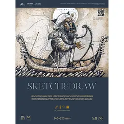 Блок Muse Sketch&Draw на склейці 24х32 см 50 аркушів в асортименті (PB-GB-050-080)