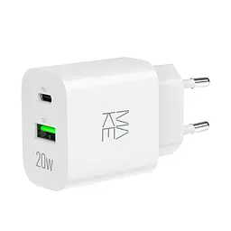 Зарядний пристрій мережевий MAKE 20W Type-C PD3.0 + USB QC4.0 White