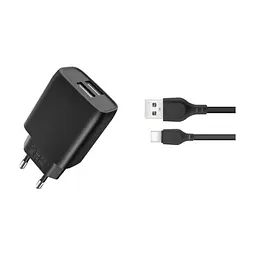 Зарядний пристрій XO L54 2xUSB 12W + cable USB to Lightning black (XO-L57-LGHT-BK)