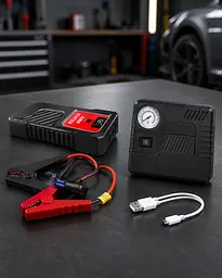 Автомобільний пусковий пристрій для акумулятора JUMP STARTER 69800mah + Компрессор / Пусковий пристрій для авто / Бустер - мініатюра 1