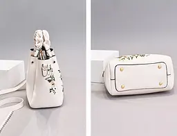 Сумка жіноча через плече маленька стильна з вишивкою Біла 1056Б - мініатюра 4