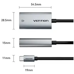 Перехідник USB 3.1 Type-C --> Ethernet RJ45 1000Mb чорний Aluminum Alloy Type Vention - мініатюра 4