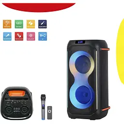 Портативна караоке колонка Bluetooth NDR-610 2х6.5", колонка блютуз із мікрофоном, музична колонка (ST)