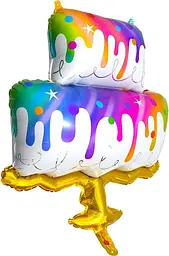 Фольгована кулька Mcolour Balloon Торт з Золотою Підставкою 60x87см наповнення повітрям або гелієм для тематичних вечірок - мініатюра 2