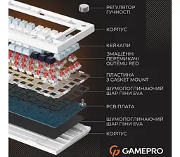 Клавіатура ігрова механічна GamePro GPMK-160-BL Warden Genesis Red Outemu Swithes Hot-Swap White-Blue - мініатюра 5