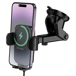 Автотримач з БЗП Borofone BH222 Leading 15W (center console) Black/Metal gray - мініатюра 2