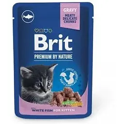 Вологий корм Brit Premium Cat pouch для кошенят біла риба 100 г - мініатюра 4