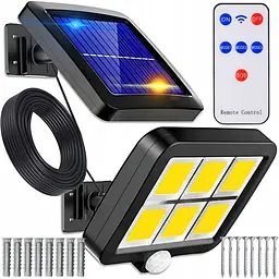 Вуличний ліхтар настіний із пультом Solar Light BK-128-6 COB на сонячних батареях з датчиком руху 