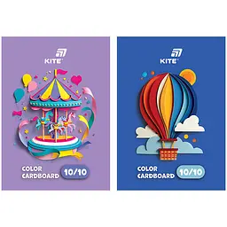 Картон кольоровий одностор. А5 (10арк/10кол) слайдер Kite в асортименті
