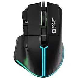 Миша Canyon GM-636 Fortnax чорний USB оптична сенсор Sunplus 6662 до 20 000 dpi RGB-підсвічування 9 кнопок