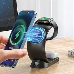 Зарядна станція 3in1 Magsafe RGB LED wireless charger - мініатюра 2