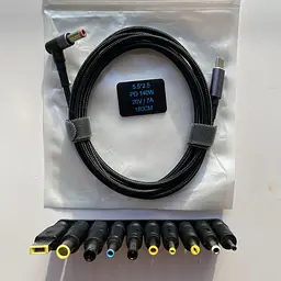 Кабель для заряджання Ноутбука від Повербанка USB type C DC 65 W з Набором перехідників Провід для Ноутбука Шнур 100 W (140W Max) - мініатюра 8