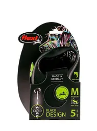 Повідець-рулетка Flexi Black Design M для собак середніх порід трос 5 м до 20 кг зелений - мініатюра 2