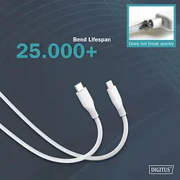Кабель Digitus USB-C > Lightning заряджання/синхронізації, USB 2.0, 60W, силіконовий, 2м, білий teh0013690 - мініатюра 9
