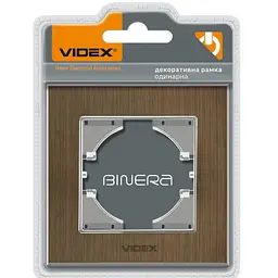 Рамка одинарна горизонтальна Videx Binera алюміній 86х86х6.5 мм шоколадна (VF-BNFRA1H-CH)