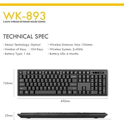 Бездротова клавіатура та миша Fantech WK-893 (39132-01_714) - мініатюра 10