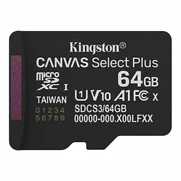Kingston Карта пам'яті Kingston microSD 64GB C10 UHS-I A1 V10 R100MB/s