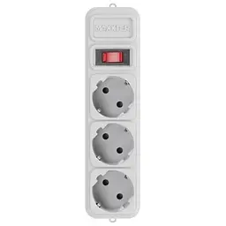 Фільтр мережевий Maxxter, 3 розетки, 3 м, Grey, 10А, до 2.2 кВт, вимикач, заземлення, 3x0.5 мм? (SPM3-G-10G)