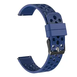 Силіконовий double перфорований ремінець Watchbands для Samsung Gear S3 синій (WB009BUBLEPERFBLUE) - мініатюра 2