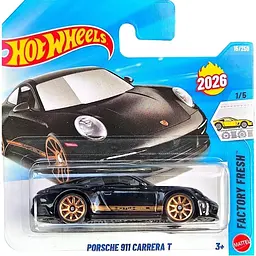 Базова машинка Hot Wheels Factory Fresh Porsche 911 Carrera T чорна (5785) JJK80-N521