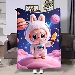 Плед 3D подарунковий з принтом Лабубу №10 160×200 см плюшевий для дітей і дорослих