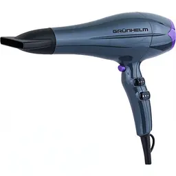 Професійний потужний фен GRUNHELM Professional tools з регуляцією температури та швидкості для сушіння та укладання волосся, Сірий 2200 Вт