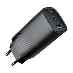 Зарядний пристрій Gembird USB-A + 2xType-C (PD18W + QC3.0 27W) black (TA-UC-PDQC65-01-BK) - мініатюра 2