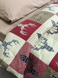 Комплект постільної білизни Ecotton двоспальний 180х215 см новорічний червоний Олені теплий із фланелі (24412) - мініатюра 4